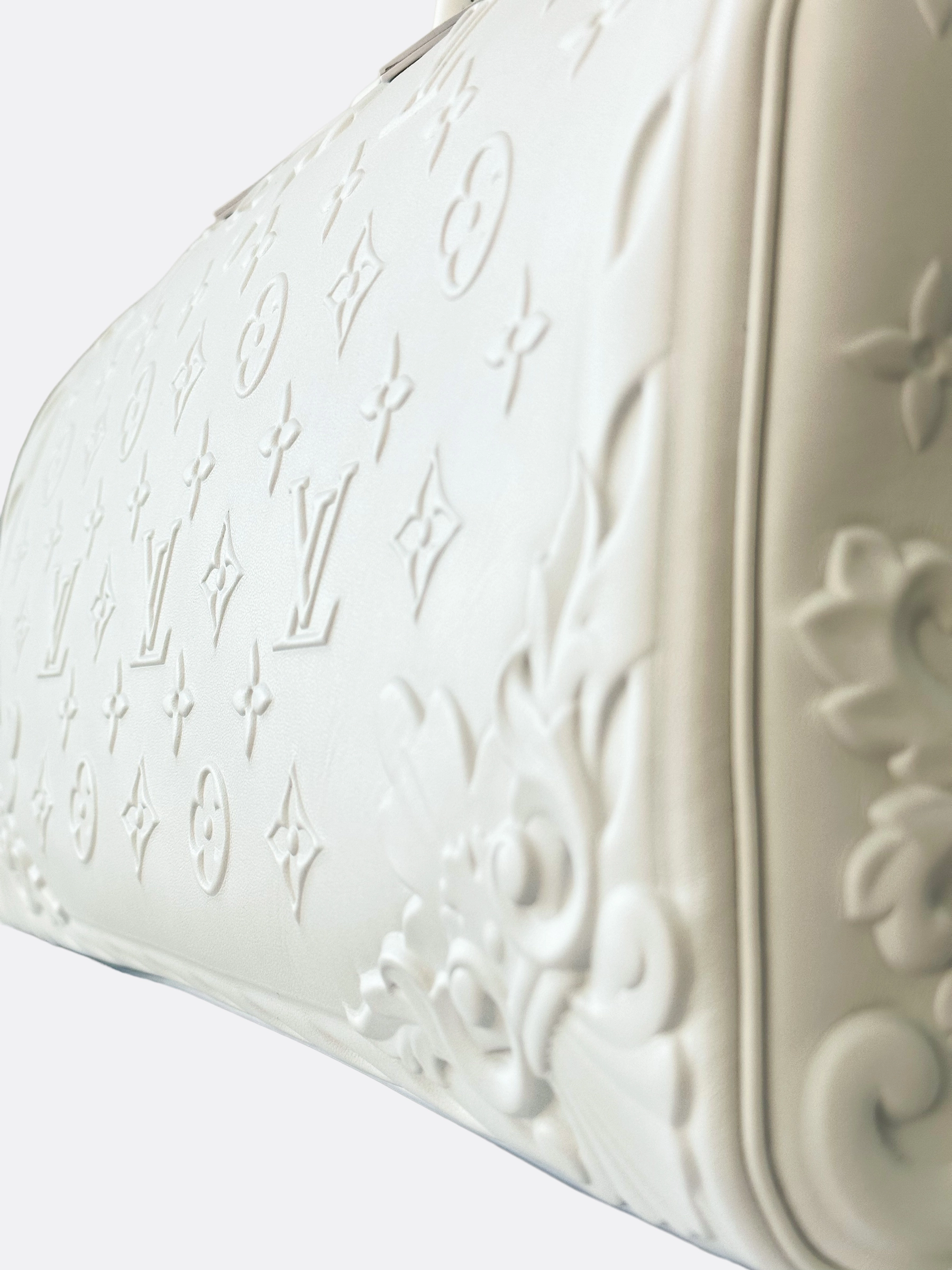Louis Vuitton Optic White Embossed Monogram Keepall 50