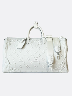 Louis Vuitton Optic White Embossed Monogram Keepall 50