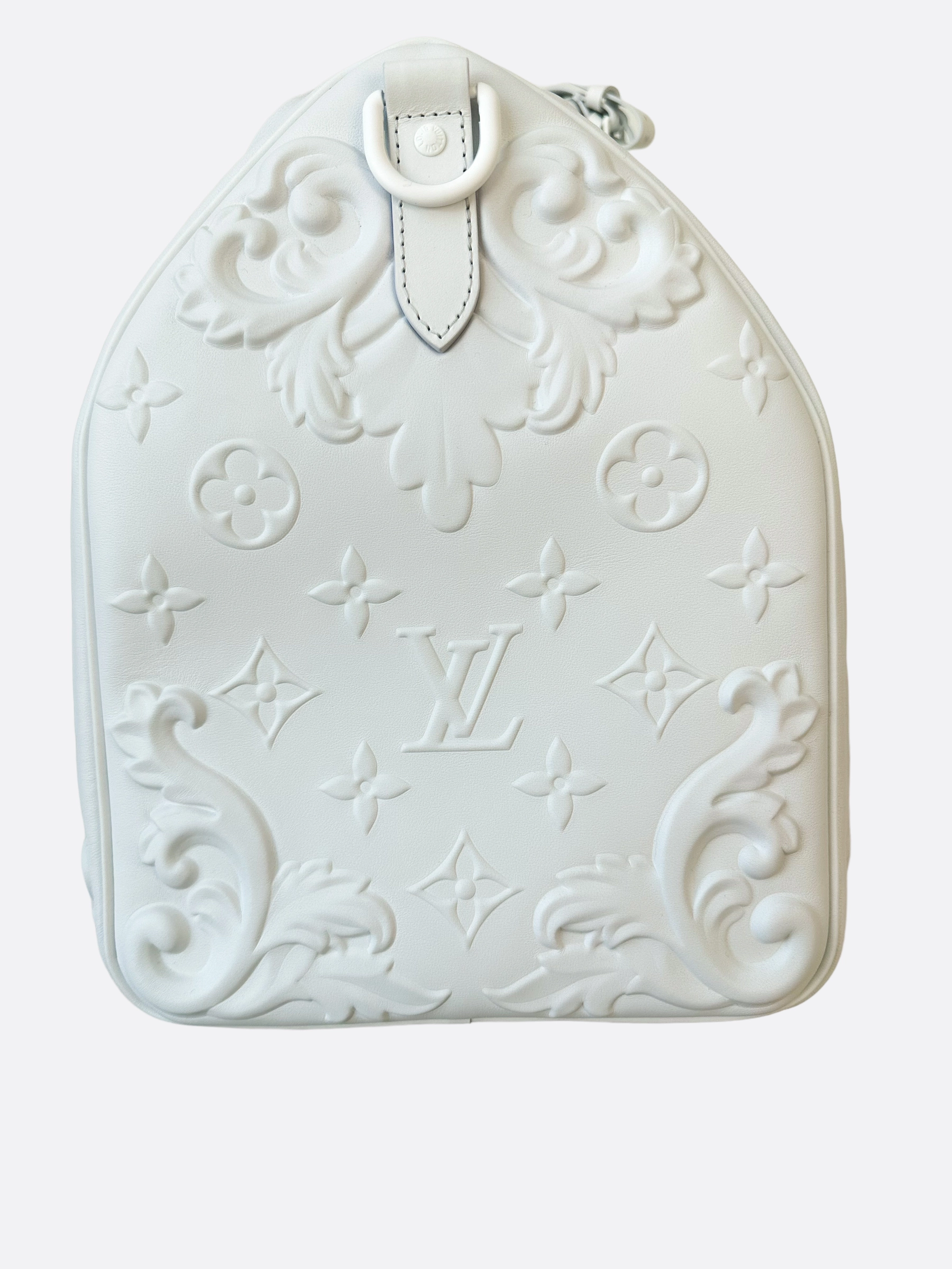 Louis Vuitton Optic White Embossed Monogram Keepall 50