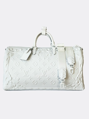 Louis Vuitton Optic White Embossed Monogram Keepall 50