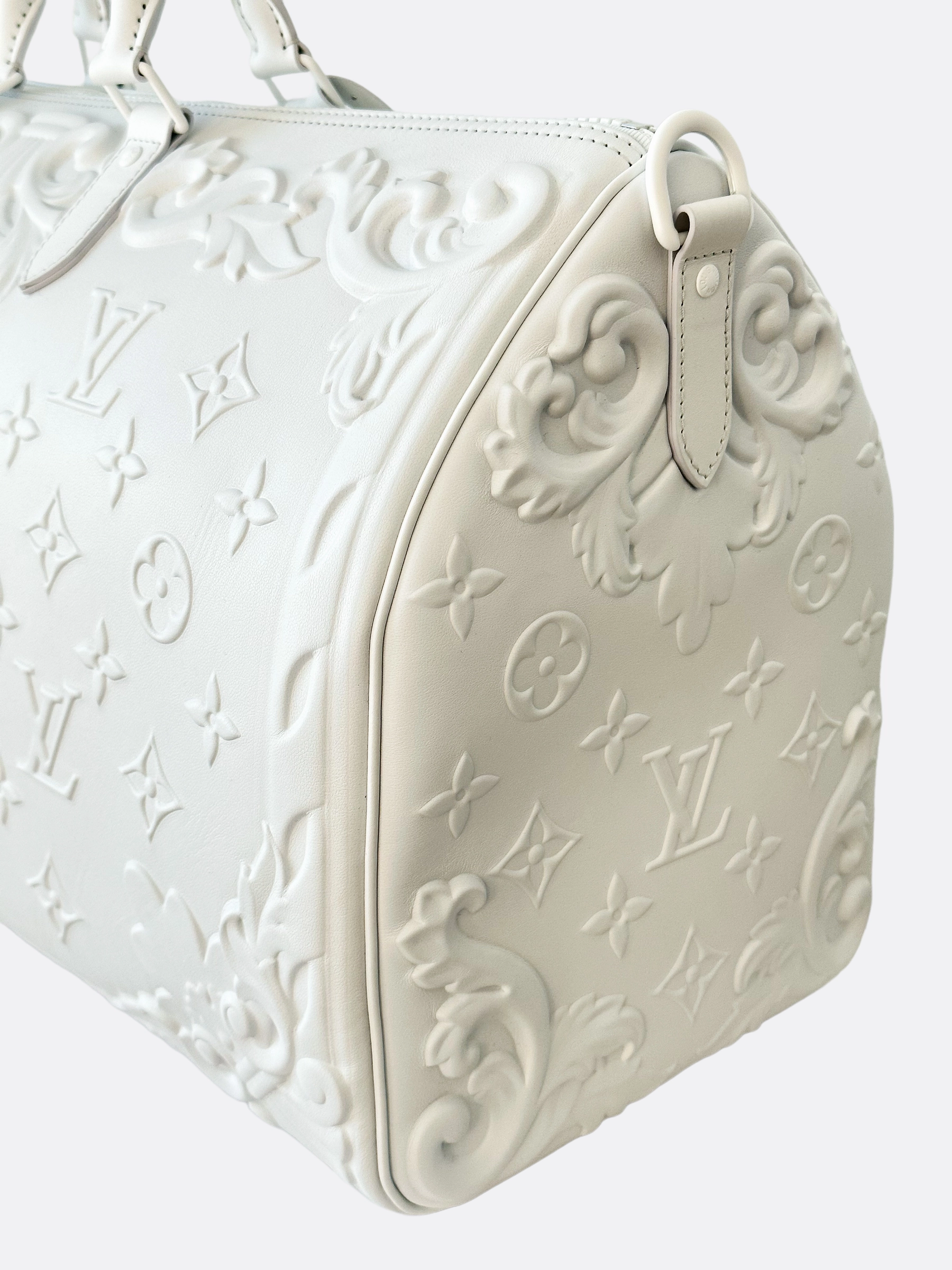 Louis Vuitton Optic White Embossed Monogram Keepall 50