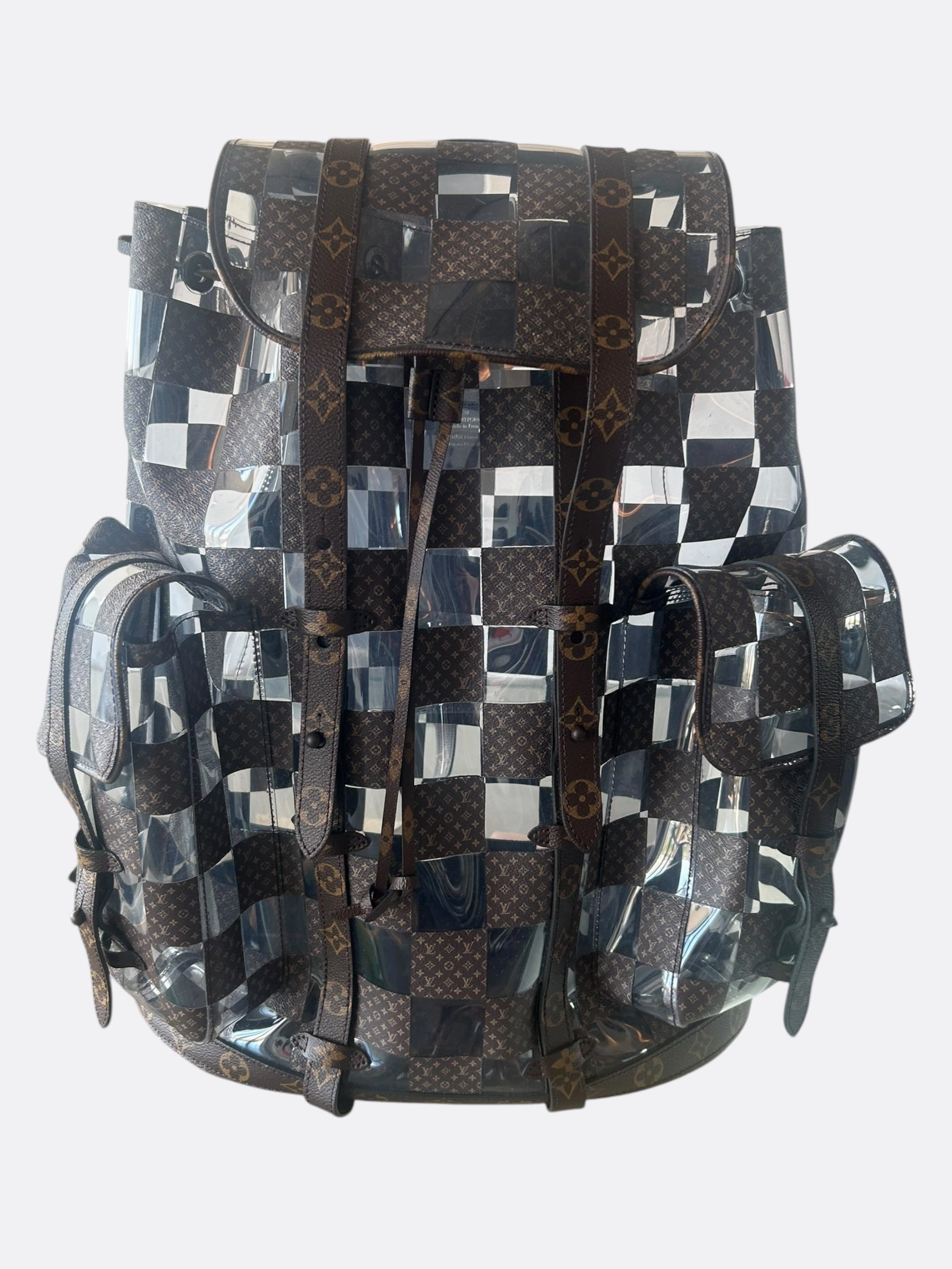 Louis Vuitton Transparent Brown Chess Monogram Christopher Backpack