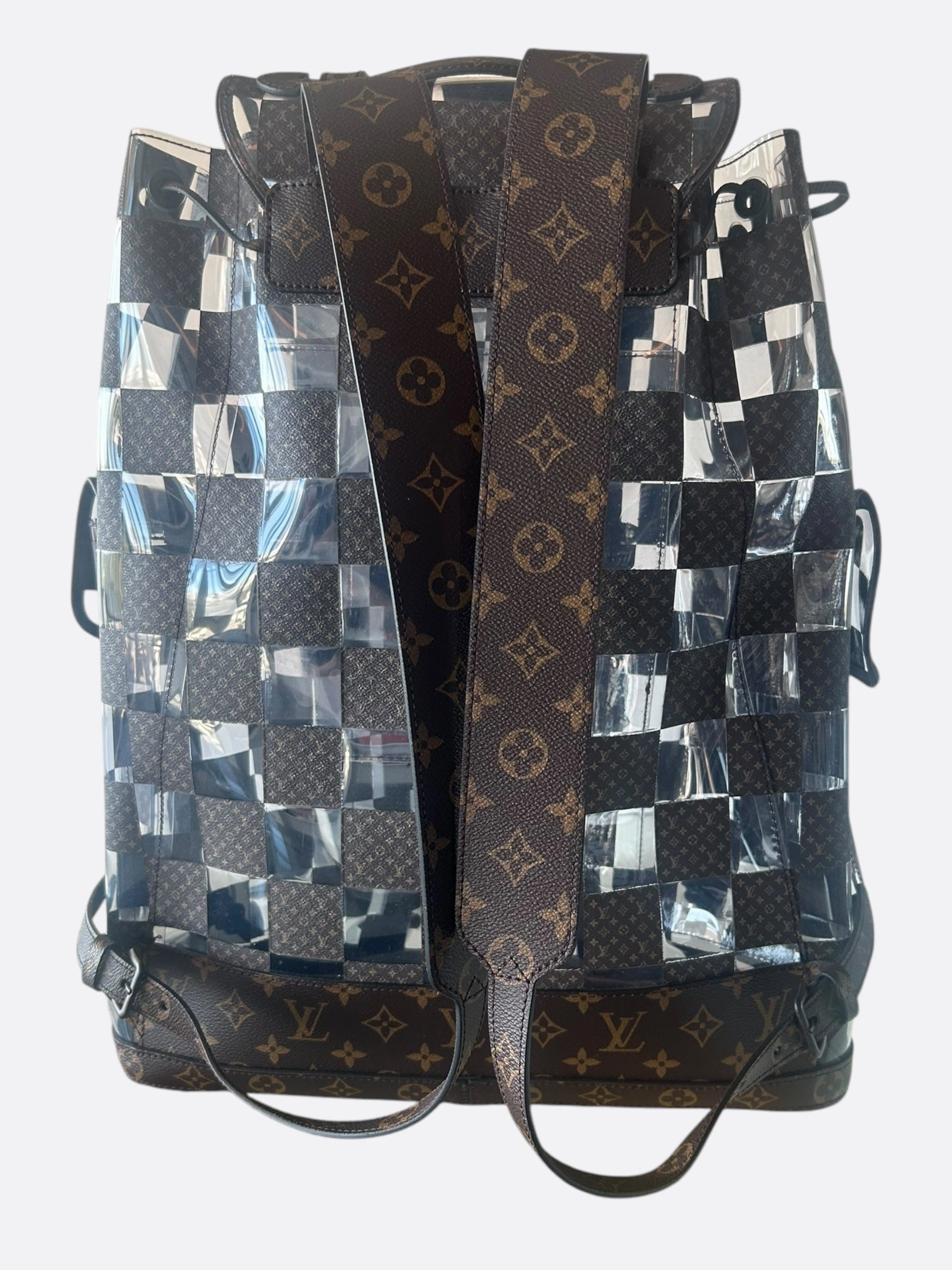 Louis Vuitton Transparent Brown Chess Monogram Christopher Backpack