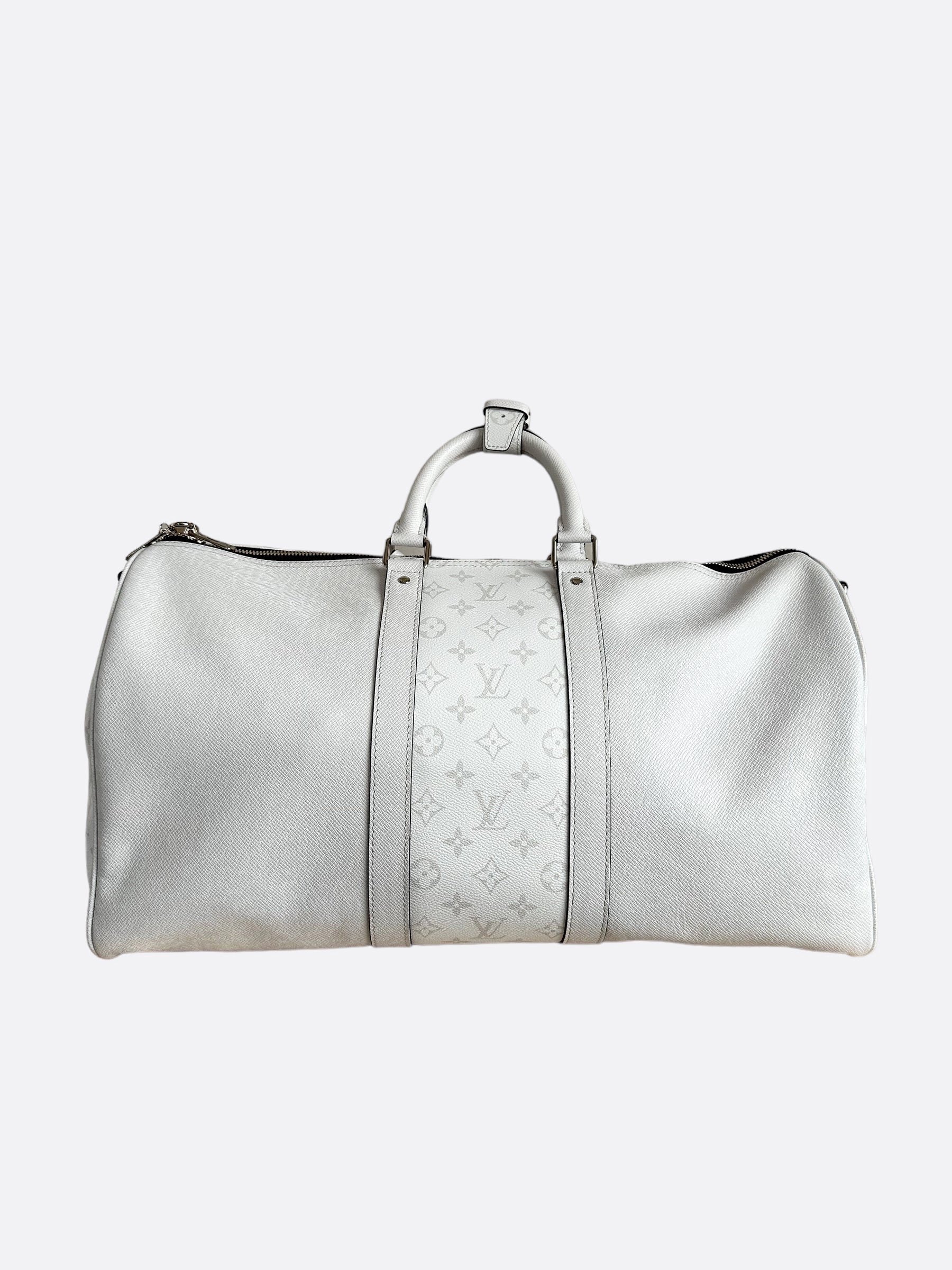 Louis Vuitton White Taigarama Monogram Keepall 50