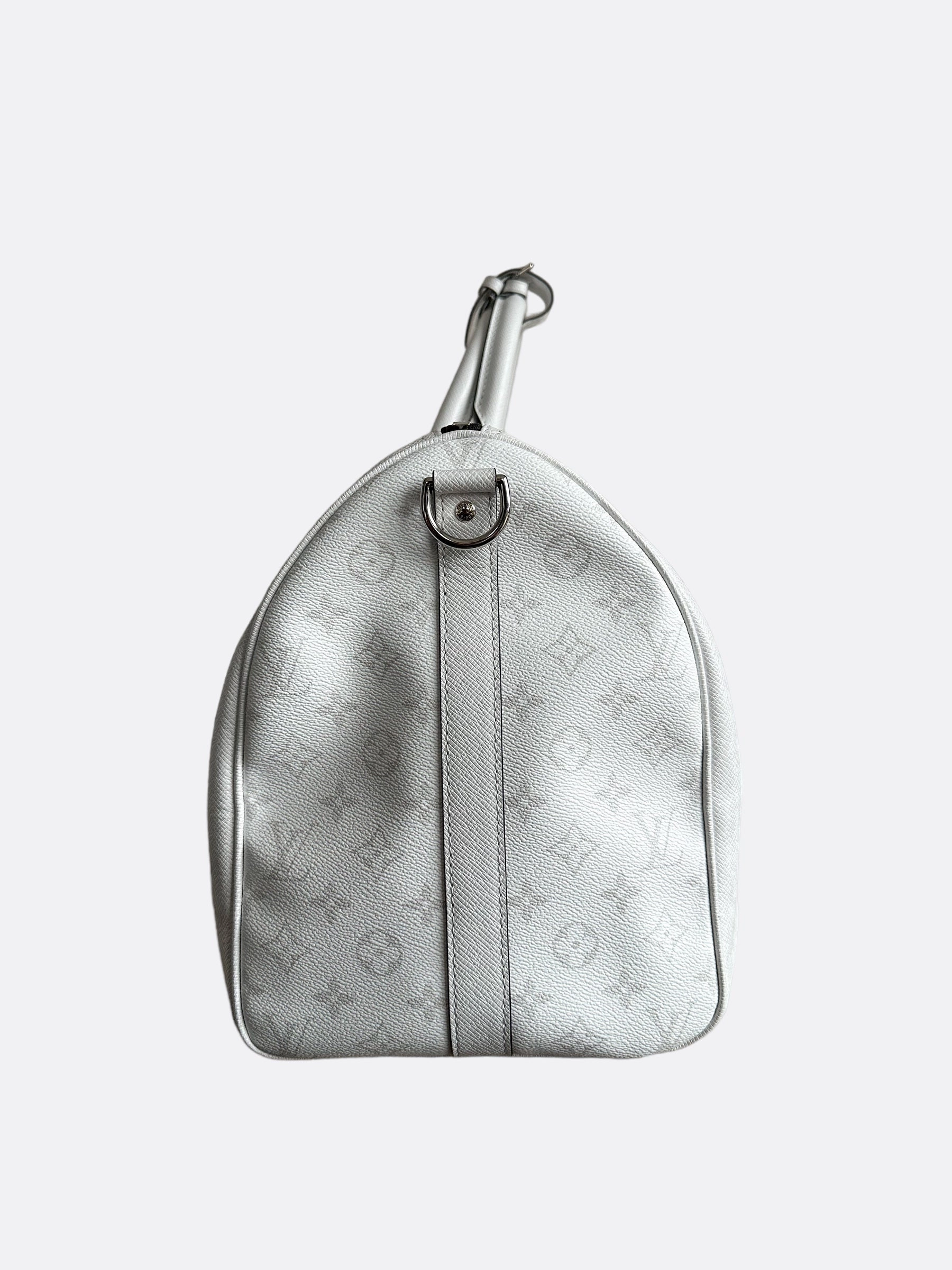 Louis Vuitton White Taigarama Monogram Keepall 50