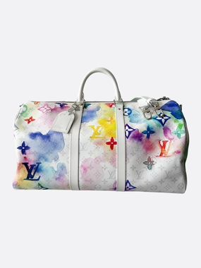 Louis Vuitton White Watercolor Monogram Keepall 50