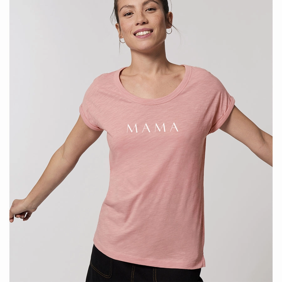Lounge Mama Roll-Sleeve Slub T-Shirt Holiday Collection - holiday outfits clearance