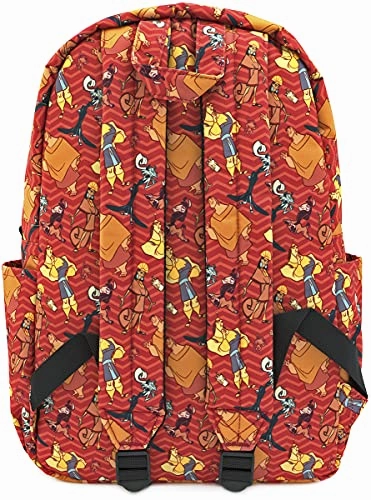 Loungefly x Disney Emperor's New Groove Character Print Nylon Backpack (Red Multi, One Size)