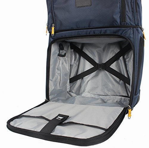 Lucas Convertible Under Seat Carry on Luggage - Expandable 15 Inch Weekender Overnight Business Travel Suitcase - Lightweight 2- Rolling Wheels Bag (Blue)