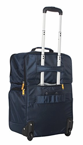 Lucas Convertible Under Seat Carry on Luggage - Expandable 15 Inch Weekender Overnight Business Travel Suitcase - Lightweight 2- Rolling Wheels Bag (Blue)