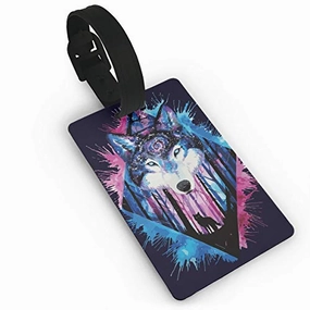 Luggage Tags - Mysterious Wolf Travel Baggage ID Suitcase Labels Accessories 2.2 X 3.7 Inch