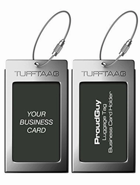 Luggage Tags Business Card Holder Tufftaag Pair Travel Id Bag Tag - Gunmetal
