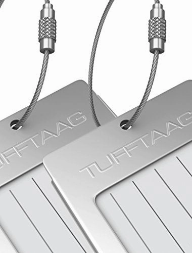 Luggage Tags Business Card Holder TUFFTAAG PAIR Travel ID Bag Tag - Stainless Steel
