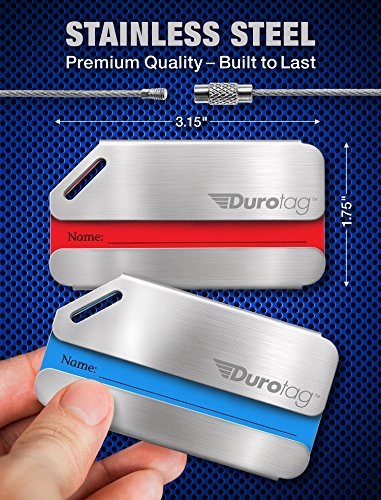 Luggage Tags Durable Stainless Steel, Secure Personalized Travel Bag Id - 2 Pack