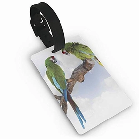 Luggage Tags Flexible Travel ID Identification LabelsTwo Parrot Macaw On A Branch Talking Birds