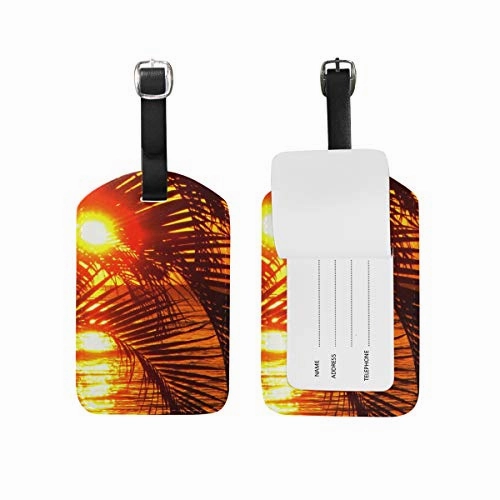 Luggage Tags Gallery Hawaii Sunset Palm Tree Womens Bag Suitcase Tags Holder traveling