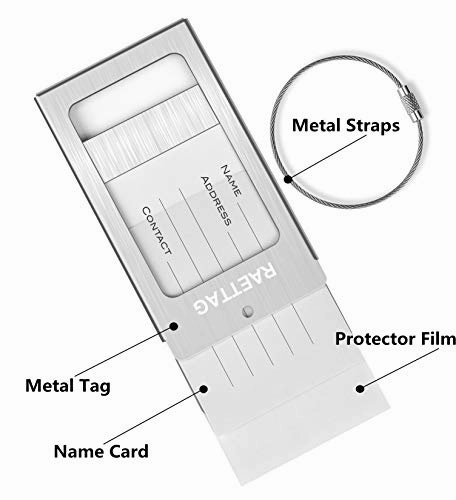 Luggage Tags, LLFSD Metal Suitcase Tags Travel Bag ID Identifier Luggage Tag (Silver 6-Pack)