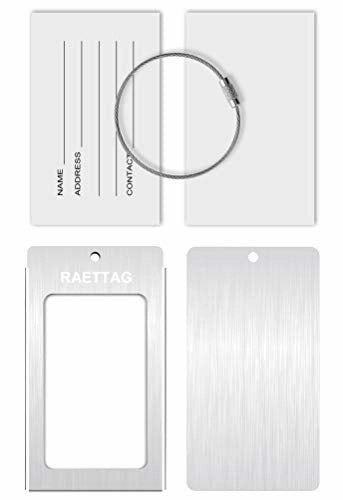 Luggage Tags, LLFSD Metal Suitcase Tags Travel Bag ID Identifier Luggage Tag (Silver 6-Pack)