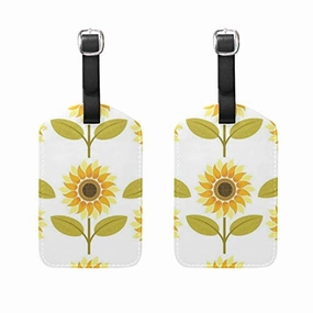 Luggage Tags Sunflower White Womens Baggage Tag Holder Airplane Travel Accessories Set of 2