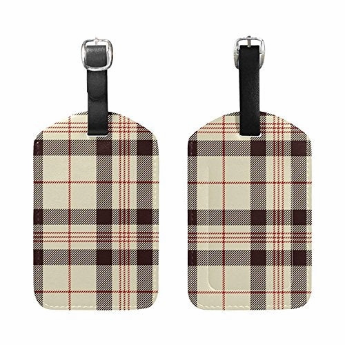 Luggage Tags Vintage Geometric Striped Plaid Tartan Checkered Gingham Travel Baggage Tags