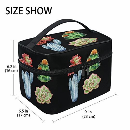 Makeup Bag Cactus Succulent Plants Travel Cosmetic Bags Organizer Train Case Toiletry Make Up Pouch