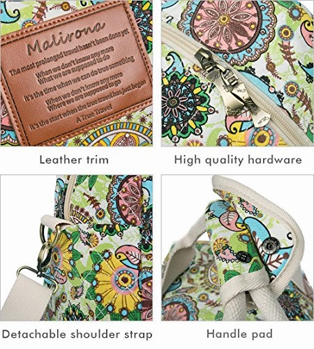 Malirona Canvas Overnight Bag Women Weekender Bag Carry On Travel Duffel Bag Floral Design (Flower)