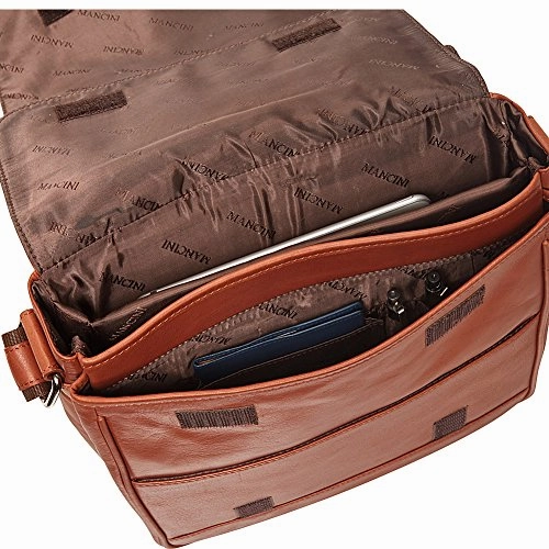 Mancini Leather Goods Colombian Messenger Style Tablet Bag (Cognac)