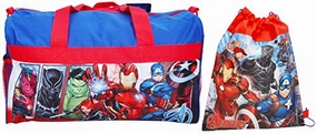 Marvel / Avengers Duffel Travel Bag & Sling Bag Iron Man Black Panther Print