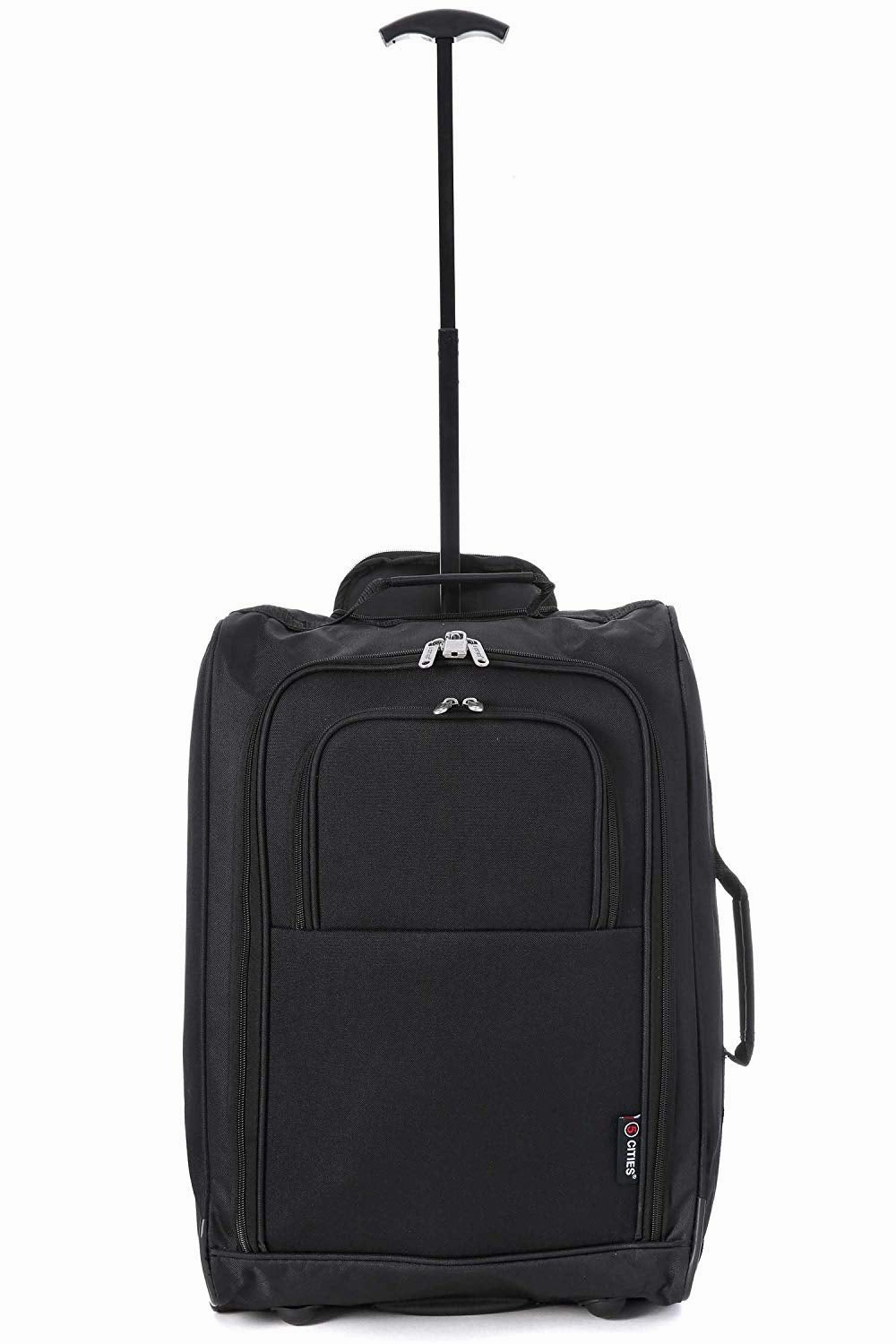 Maximum Airline Allowance Carry On Hand Luggage | Wheeled Travel Bag Lightweight Small Soft Trolley for Men & Women | Approved by Delta, United, Southwest & Many More (Black)