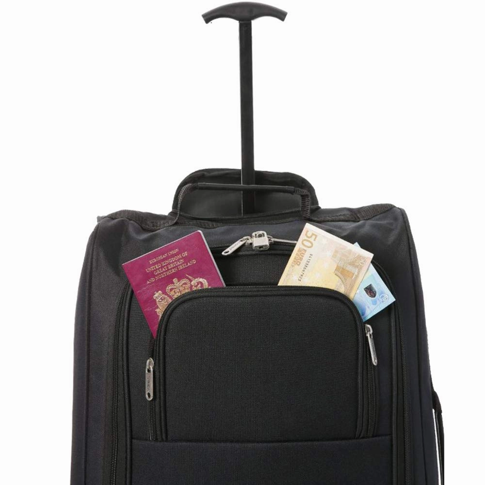 Maximum Airline Allowance Carry On Hand Luggage | Wheeled Travel Bag Lightweight Small Soft Trolley for Men & Women | Approved by Delta, United, Southwest & Many More (Black)