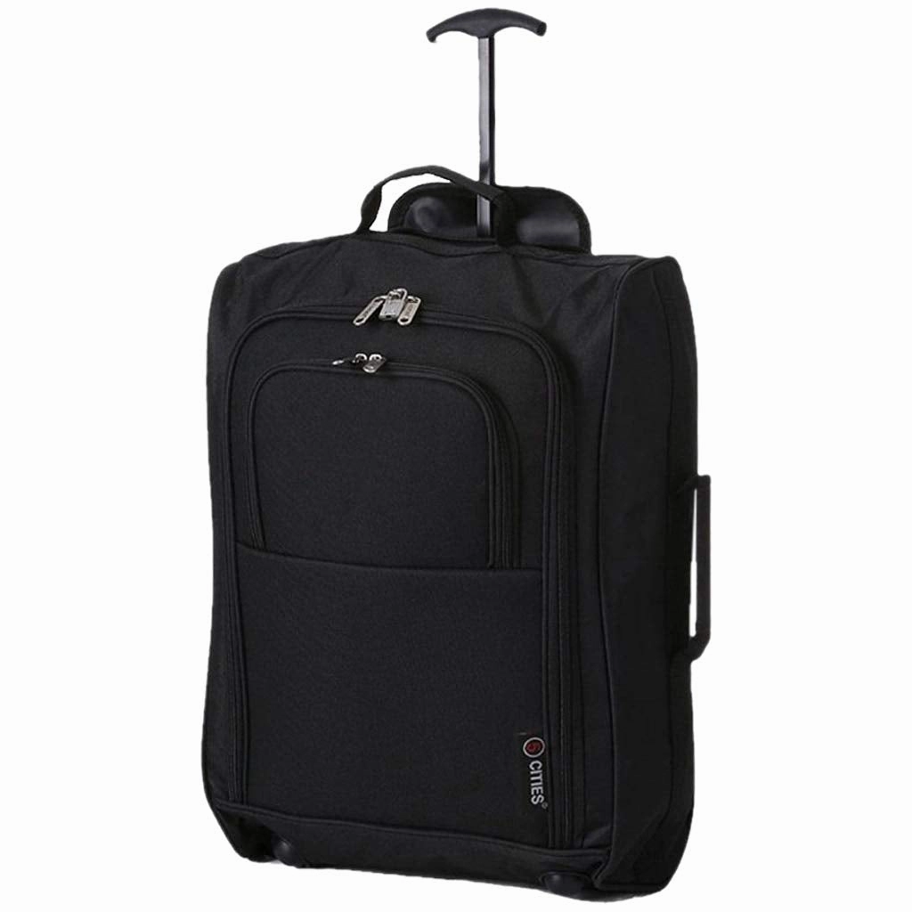 Maximum Airline Allowance Carry On Hand Luggage | Wheeled Travel Bag Lightweight Small Soft Trolley for Men & Women | Approved by Delta, United, Southwest & Many More (Black)