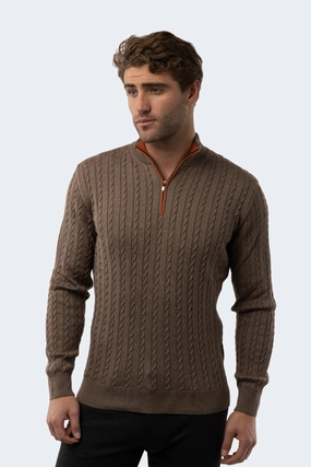 Melange Mink Knit Quarter Zip chunky knit discount