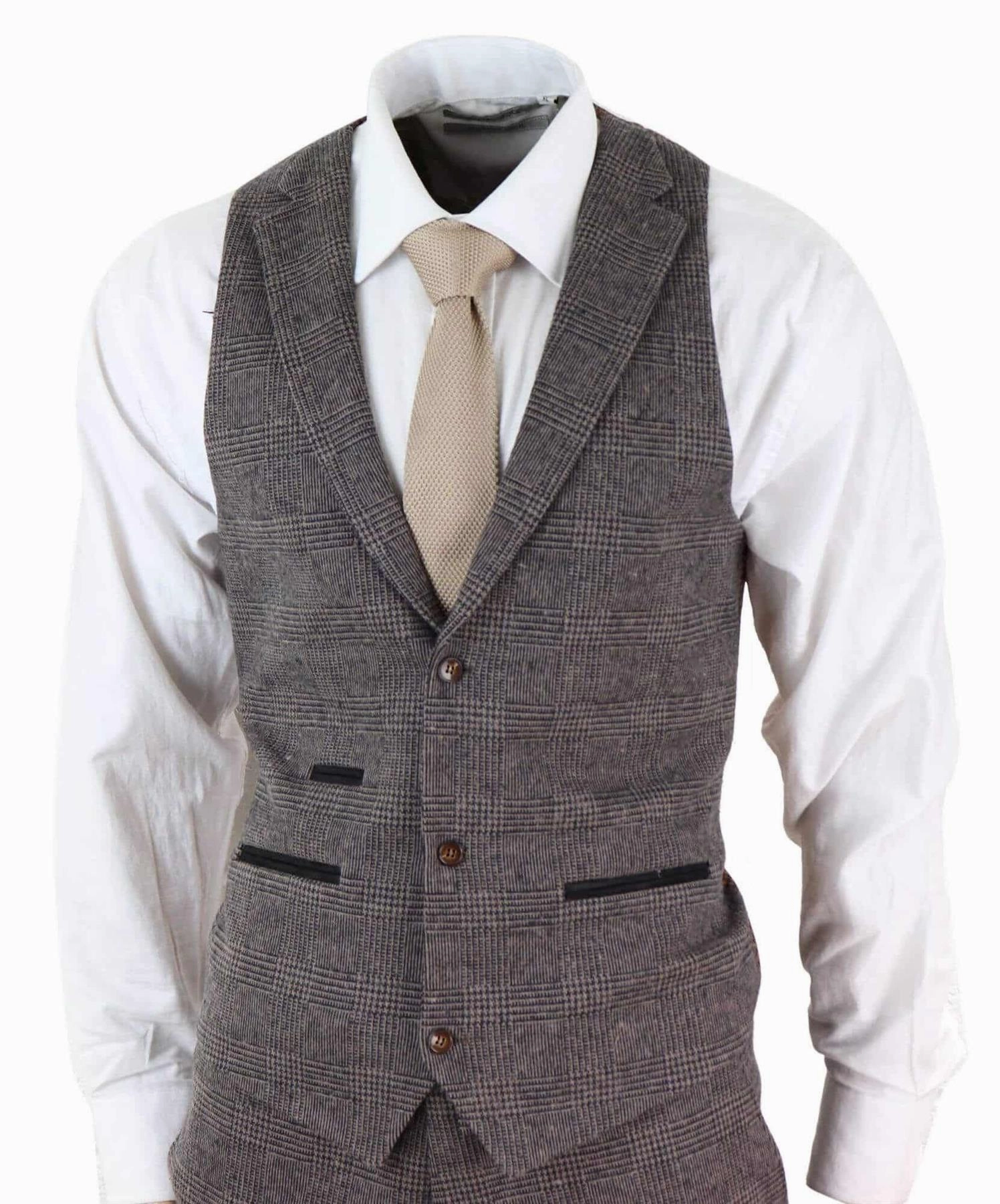 Men's 3 Piece Brown Herringbone Tweed Suit