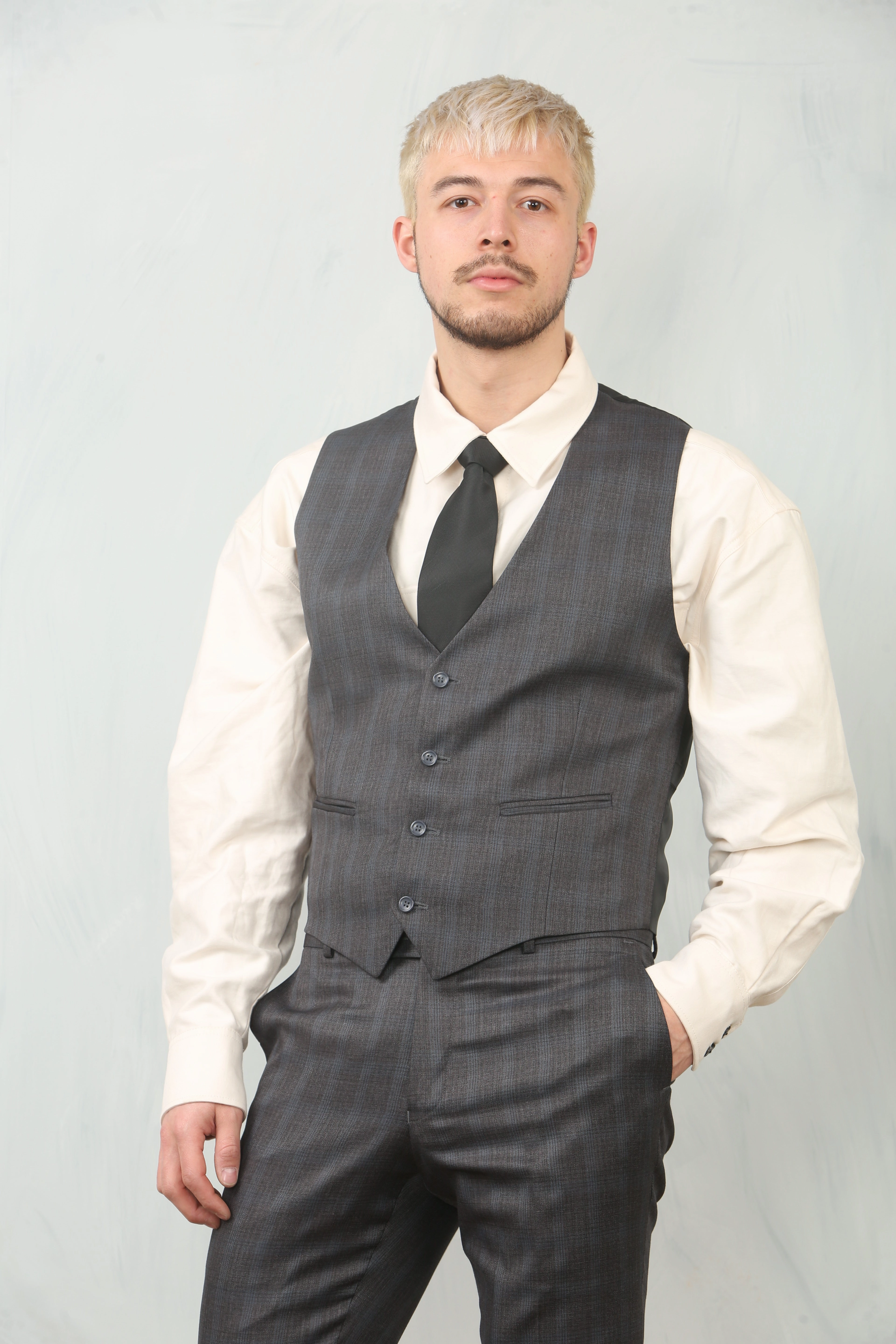 Men's 3 Piece Prince Of Wales Charcoal Suit Workwear