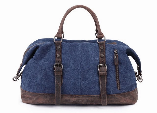 Men'S Travel Bags Vintage Leather Canvas Carry On Luggage Bags Big Men Duffel Bags Travel Tote