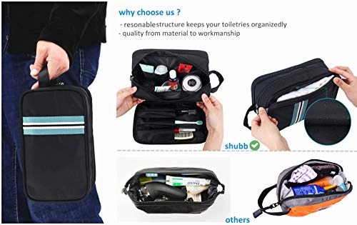 Mens Toiletry Bag, Waterproof Dopp Kit for Men Hanging Travel Shaving Wash Bags (Black)