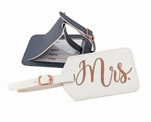 Miamica Mr. and Mrs. Bridal Luggage Tags, Gray and White