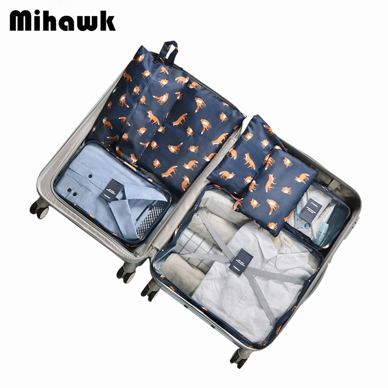 Mihawk 7 Pcs/Set Portable Travel Bags Durable Oxford Packing Clothes Shoe Sorting Luggage Zipper