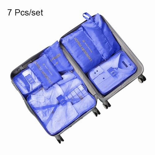Mihawk 7 Pcs/Set Portable Travel Bags Durable Oxford Packing Clothes Shoe Sorting Luggage Zipper