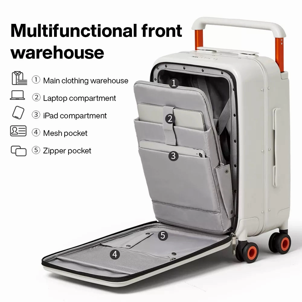 Mixi 2023 New Design Wide Handle Suitcase Men Carry-On Luggage Women Travel Trolley Case 20 Inch Cabin PC Aluminum Frame M9275