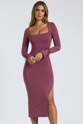 Modal Square-Neck Midaxi Dress in Plum Dresses best price