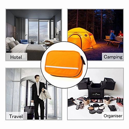 Monstina Travel Toiletry Bag Cosmetic Organizers With Hanging Hook Use In Hotel,Bathroom(Orange)