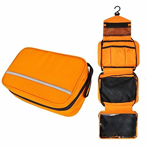 Monstina Travel Toiletry Bag Cosmetic Organizers With Hanging Hook Use In Hotel,Bathroom(Orange)