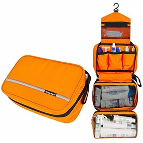 Monstina Travel Toiletry Bag Cosmetic Organizers With Hanging Hook Use In Hotel,Bathroom(Orange)