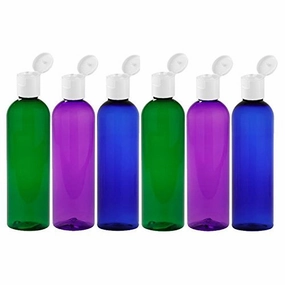 MoYo Natural Labs 4 oz Travel Bottles, Empty Travel Containers with Flip Caps, BPA Free PET Plastic Squeezable Toiletry/Cosmetic Bottles (Neck 20-410) (Pack of 6, Psychedelic)