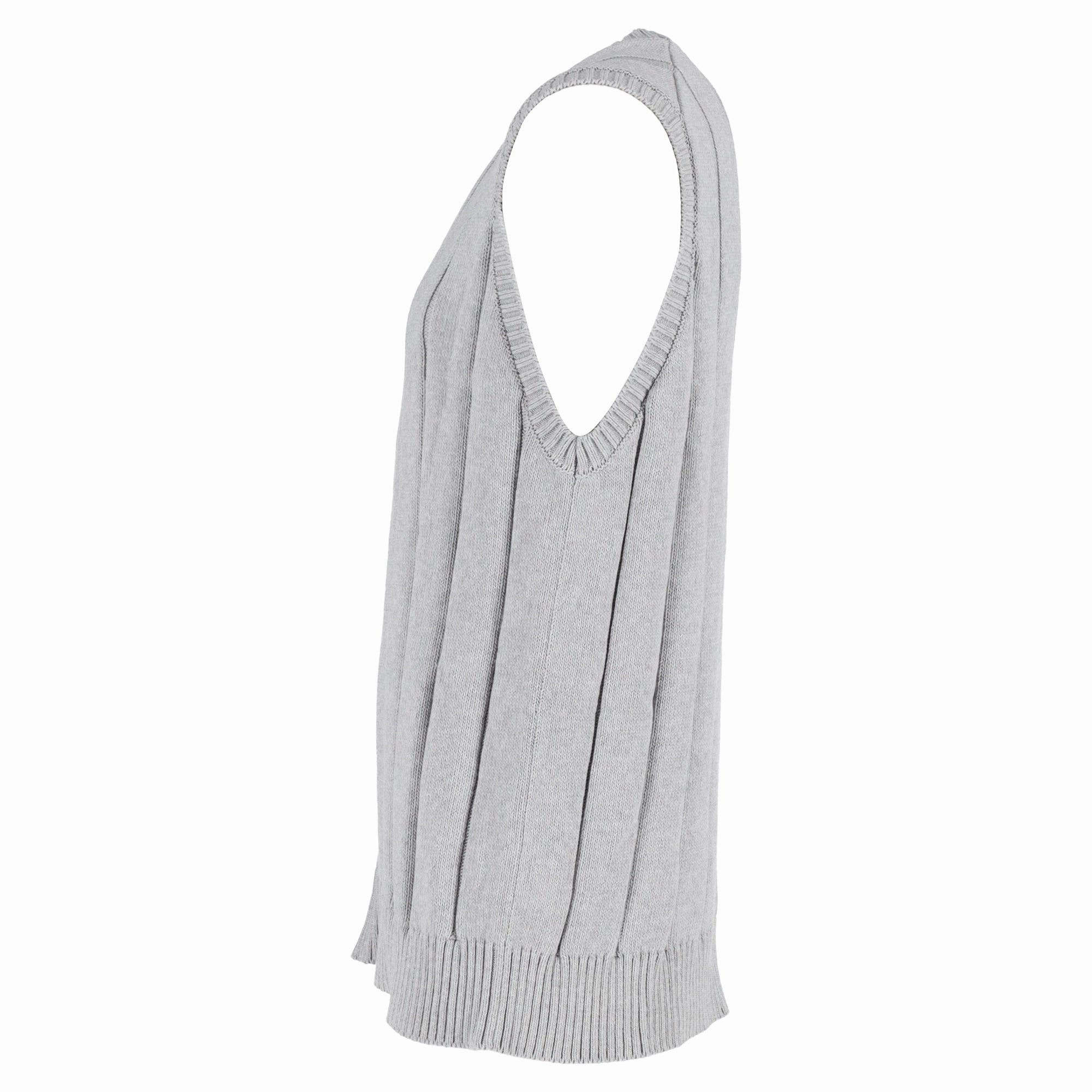 Mr. P. Ribbed Knit Vest in Grey Cotton