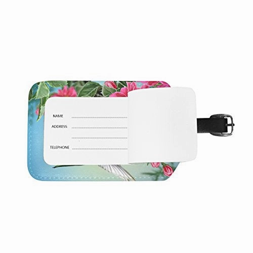 Mrmian Flower Bird Hummingbird Luggage Tag For Baggage Suitcase Bag Leather 1 Piece