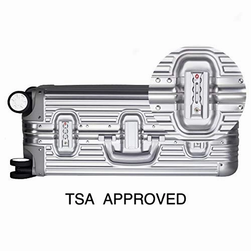 Multi-size All Aluminum Hard Shell Luggage Case Carry On Spinner Suitcase By TravelKing 20"-28" (Silver, 20")