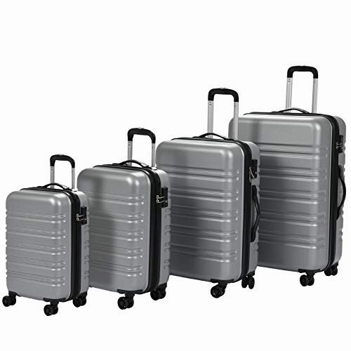 Murtisol 4 Pieces Expandable ABS Luggage Sets TSA Lightweight Durable Spinner Suitcase 16" 20" 24" 28", 4PCS Silver
