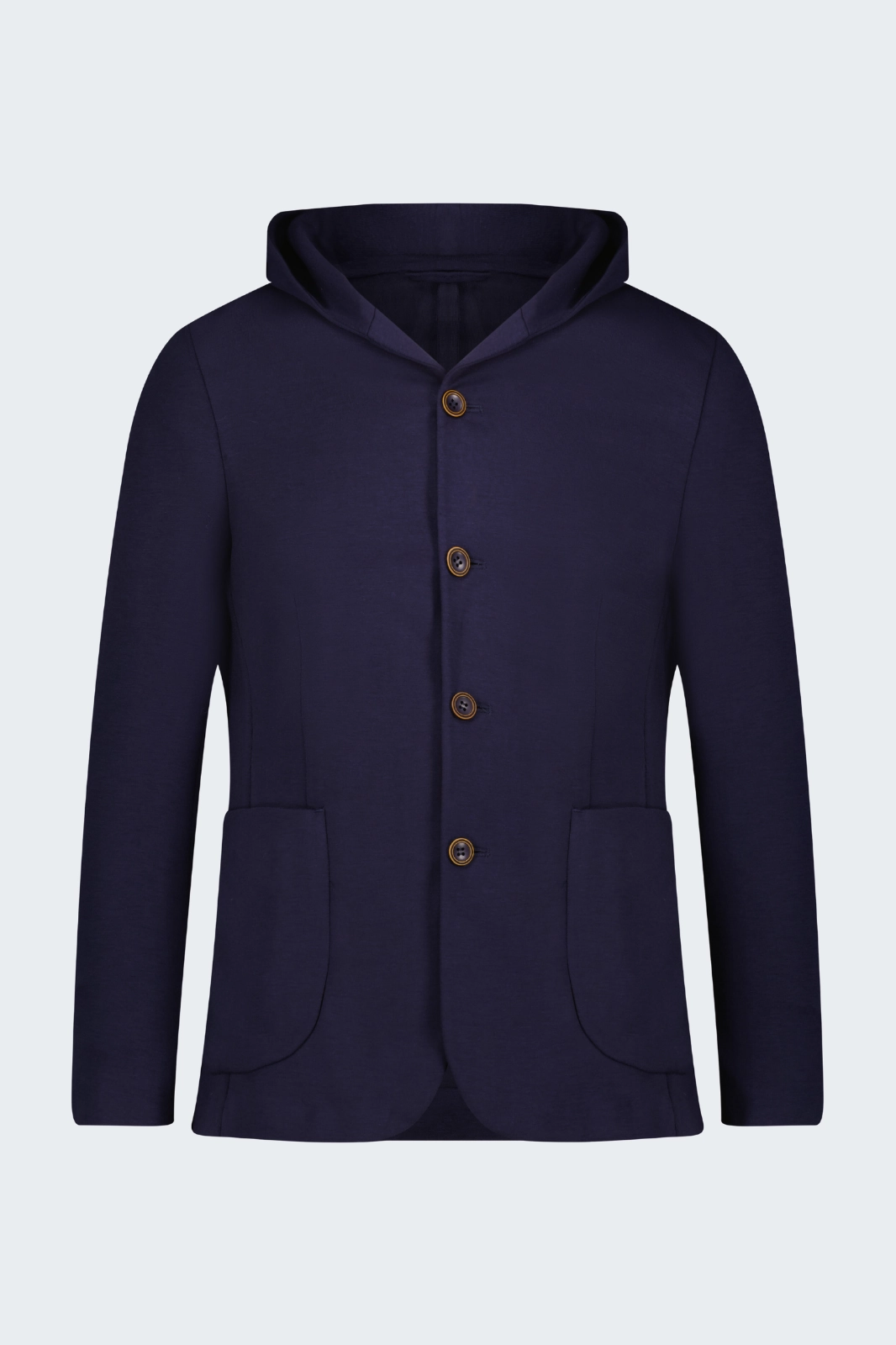 Navy Knit Hooded Button Sportcoat